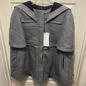 Lacoste hooded quilted wool blend poncho cape size 4 $525